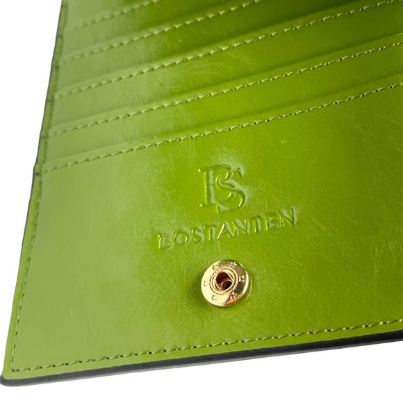 BOSTANTEN Grass Green‎ Cowhide Leather RFID Blocking Bifold Clutch Wallet - Picture 10 of 11